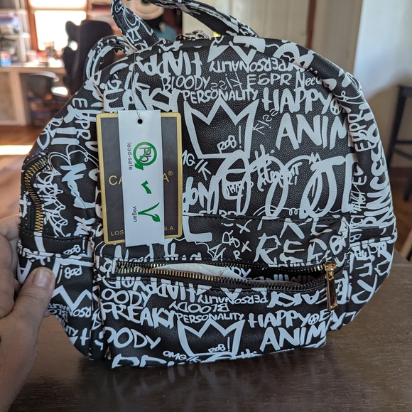 Black and White Graphic Backpack - Picture 1 of 2